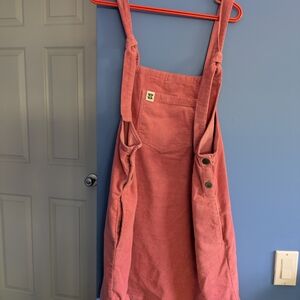 Pink Corduroy Overall Dress